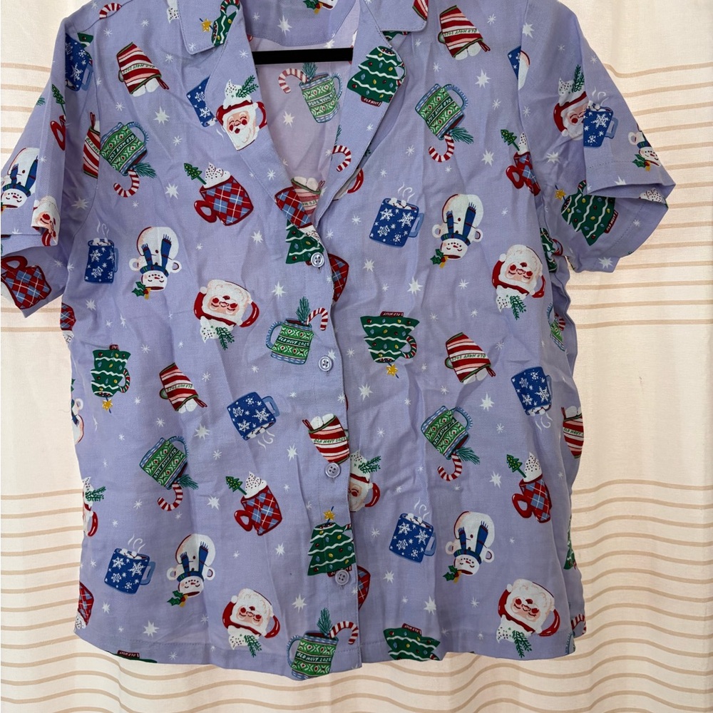 Old Navy Purple Holiday Shirt with Snowmen